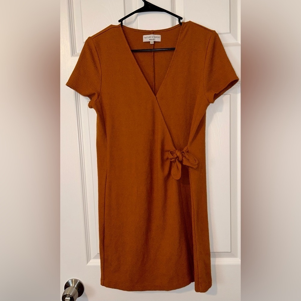 Madewell Texture & Thread Side-Tie Short Sleeve V-Neck Dress - size S - Picture 4 of 6